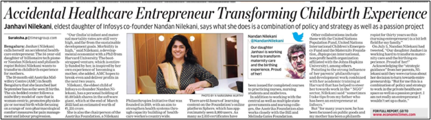 Economic Times: Accidental Healthcare Entrepreneur Transforming Childbirth Experience