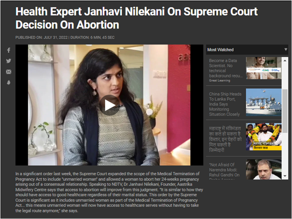 Health Expert Janhavi Nilekani on Supreme Court Decision on Abortion